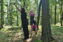 Zastavení cestou z Dědu - cvičení s gumami Nordic Walking gym: protahujeme zádové svaly