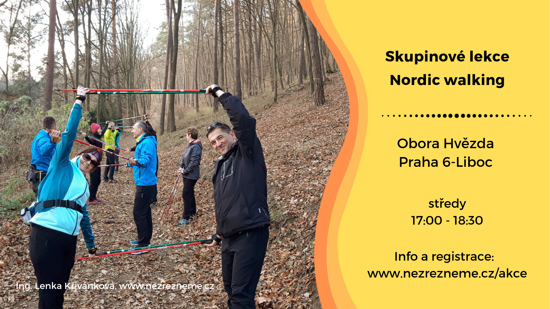 Odpolední lekce nordic walking, Obora Hvězda - Lenka Křivánková, Nezrezneme.cz