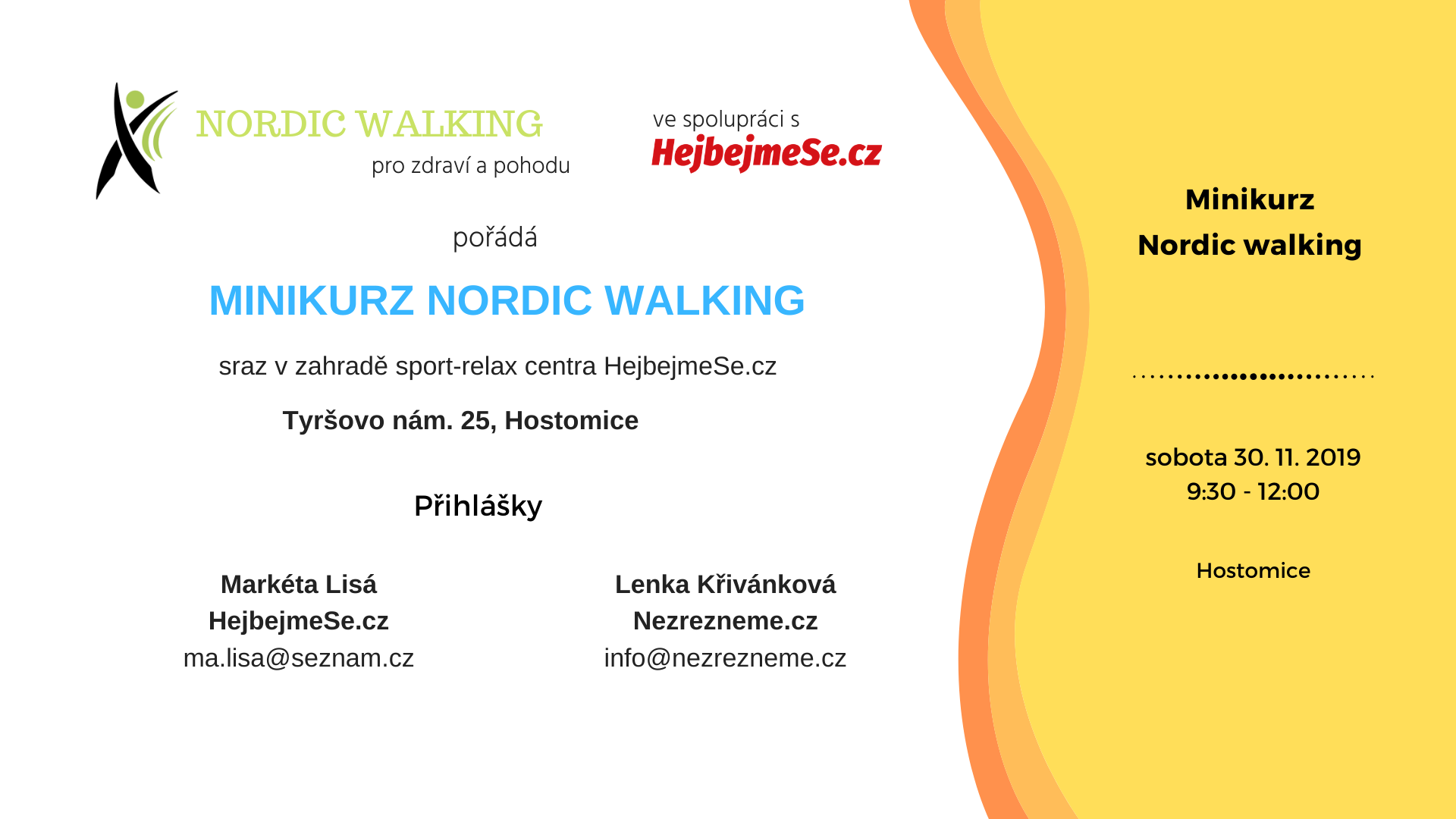 Minikurz Nordic walking v HOostomicích ve spolupráci s HejbejmeSe.cz. Lenka Křivánková, Nezrezneme.cz