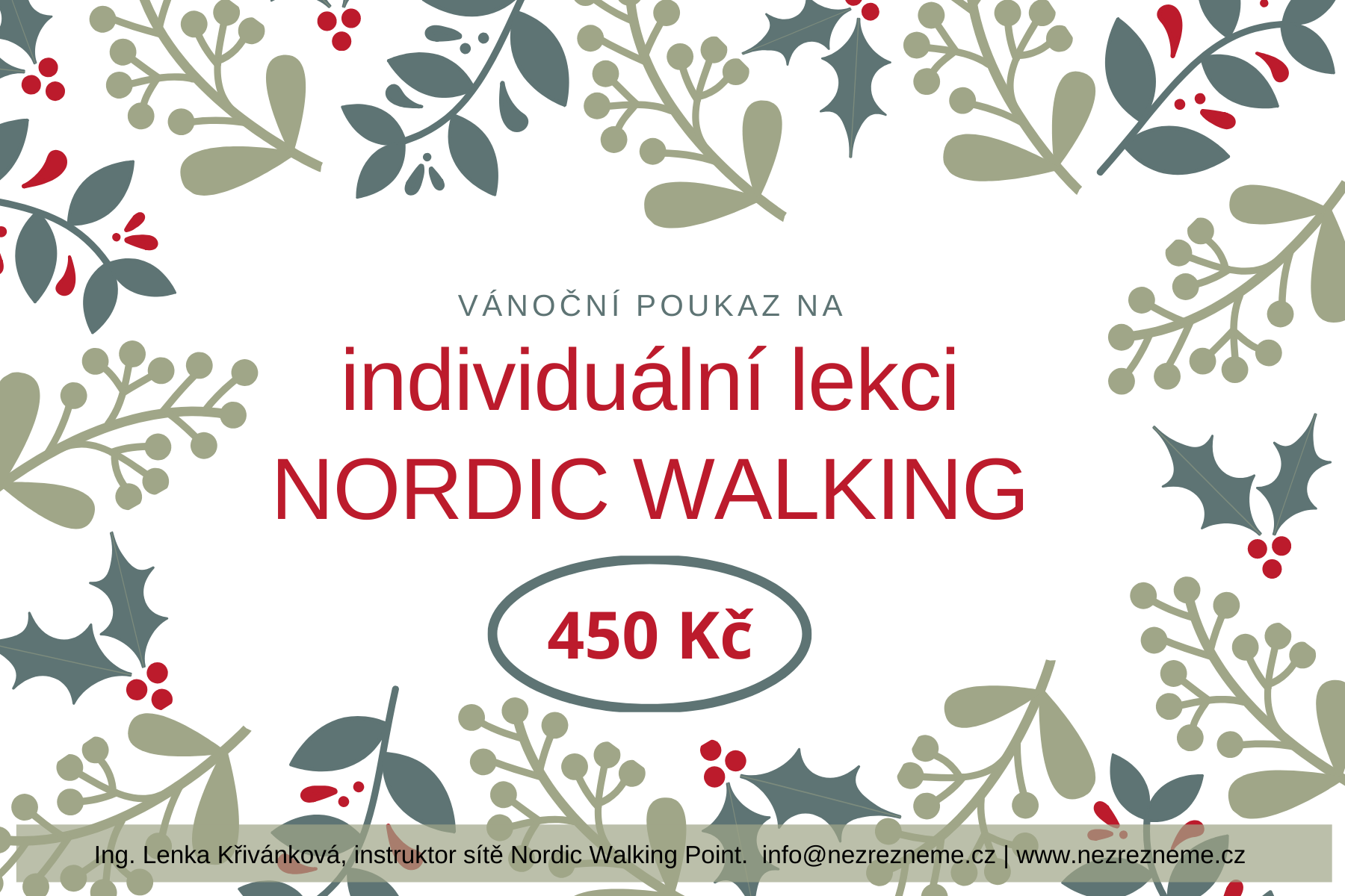 Dárkový poukaz na individuální lekci nordic walking | Lenka Křivánková, Nezrezneme.cz