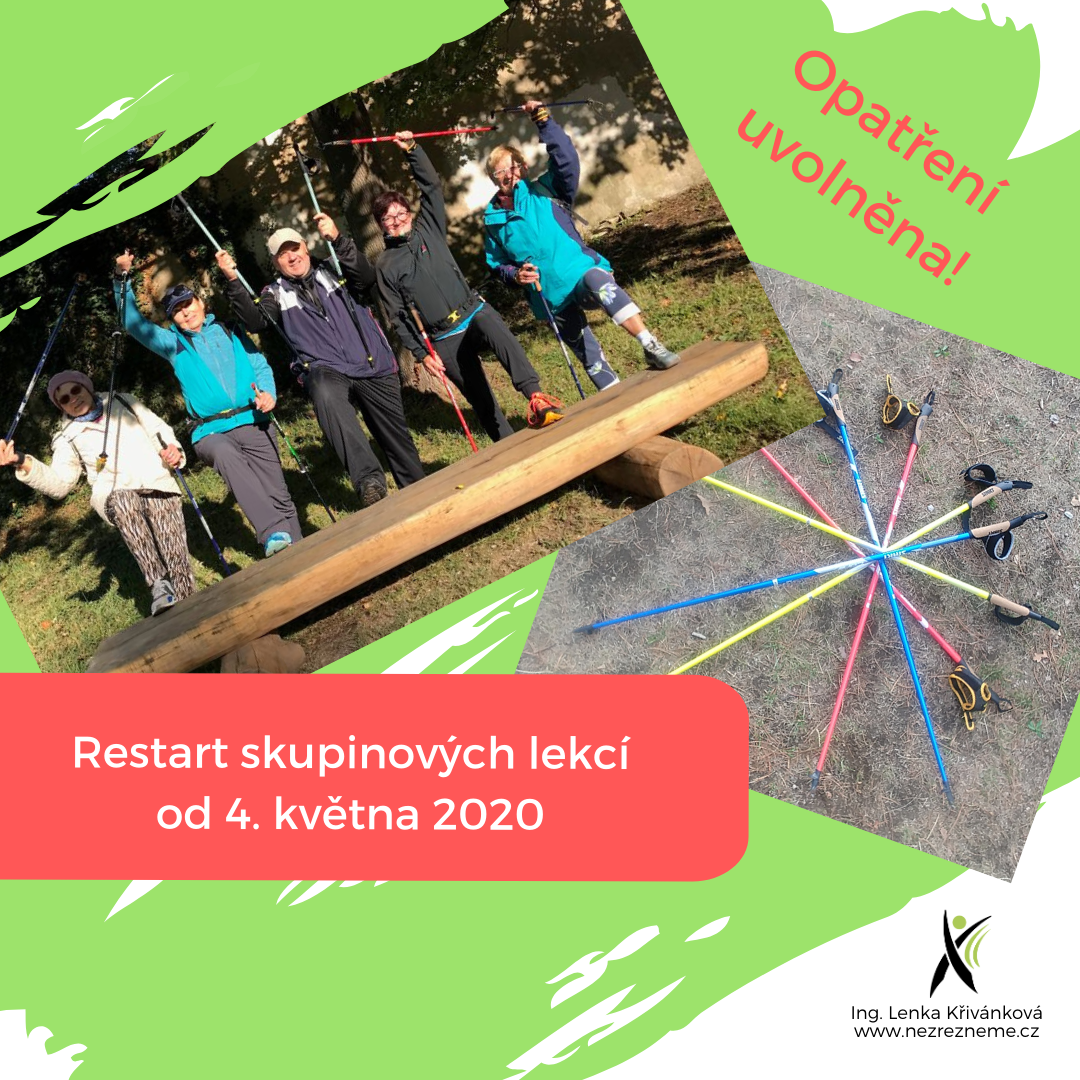 Vládní opatření se uvolňují a my od 4. května 2020 znovu rozjíždíme skupinové lekce nordic walking!