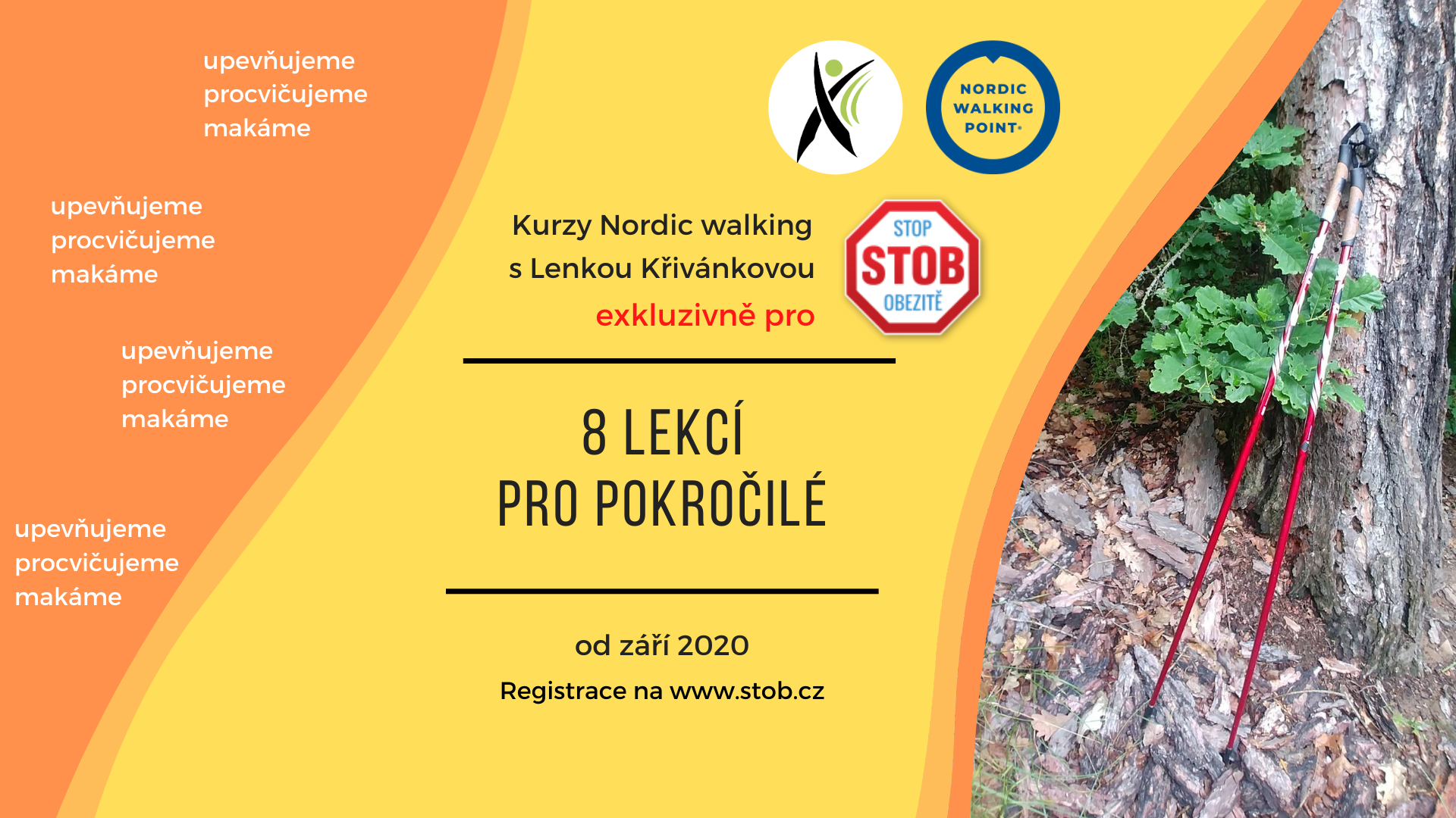 Máte za sebou kurz nordic walking pro začátečníky a chcete pokračovat , upevnit nabyté dovednosti a zapracovat na kondici? Od září otevíráme kurzy pro pokročilé! Těší se na vás zkušená instruktorka Lenka Křivánková