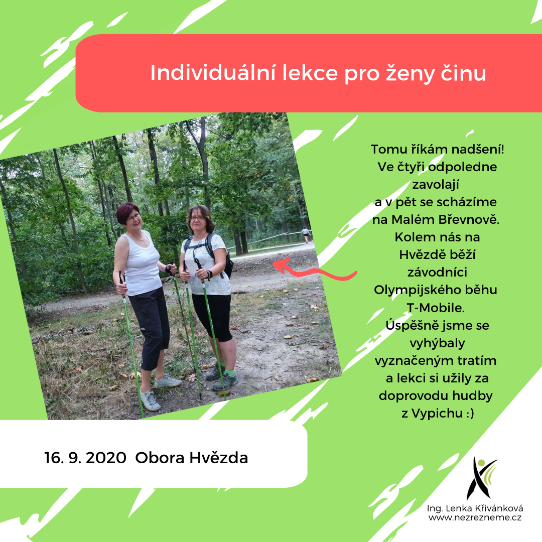 Individuální lekce nordic walking pro dvě kamarádky. Lenka Křivánková, Nezrezneme.cz