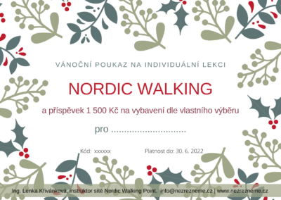 Dárkový Vánoční poukaz (voucher) na individuální lekci a vybavení Nordic Walking pro dva s libovolným věnováním (vzor) | Lenka Křivánková, Nezrezneme.cz