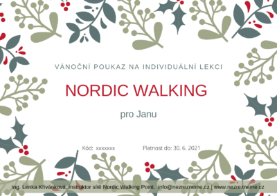 Dárkový Vánoční poukaz (voucher) na individuální lekci Nordic Walking (vzor) | Lenka Křivánková, Nezrezneme.cz