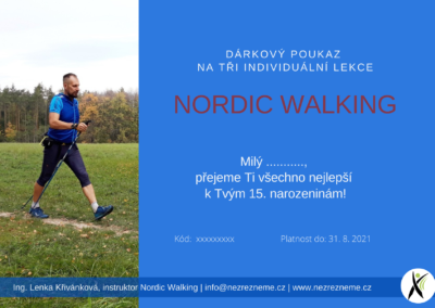 Dárkový poukaz (voucher) na tři individuální lekce Nordic Walking pro syna k narozeninám (vzor) | Lenka Křivánková, Nezrezneme.cz