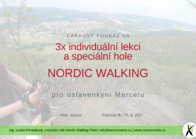 Dárkový poukaz (voucher) na tři individuální lekce Nordic Walking a vybavení pro kamarádku k narozeninám (vzor) | Lenka Křivánková, Nezrezneme.cz