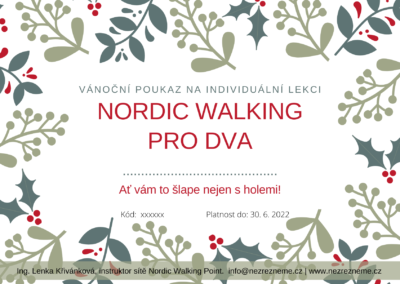 Dárkový Vánoční poukaz (voucher) na individuální lekci Nordic Walking pro dva s libovolným věnováním (vzor) | Lenka Křivánková, Nezrezneme.cz