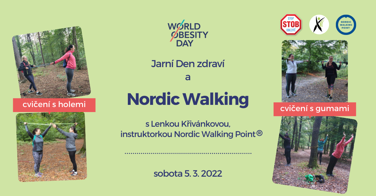 U příležitosti Světového dne obezity 2022 jsem pro vás ve spolupráci se STOB (Stop obezitě) připravila lekce nordic walking na Dni zdraví. Zkuste si se mnou zdarma severskou chůzi - mladou kondiční aktivitu, která v ČR získává stále více příznivců napříč generacemi. Lekce jsou doplněny o cvičení s holemi a speciálními gumami Nordic walking gym.