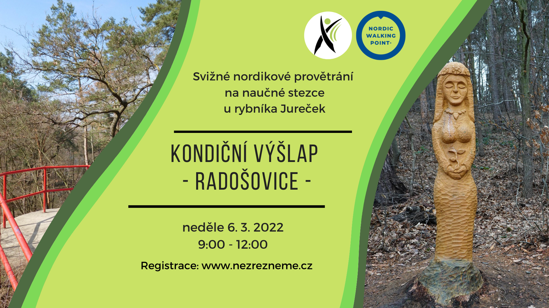 Kondiční výšlap s nordic walking: Radošovice, rybník Jureček, naučná stezna Říčansko. Pořádá Lenka Křivánková, Nezrezneme.cz
