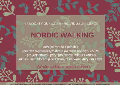 Věnujte radost z pohybu! Otevřete svým blízkým dveře do světa kondiční chůze - pro jednotlivce i páry, pro radost, zdraví i kondici. Lekce s instruktorem jsou žádaným dárkem, který má smysl. Lenka Křivánková, instruktor nordic walking