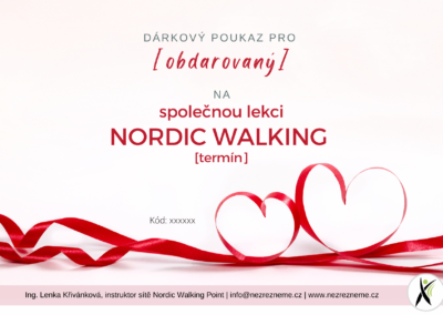 Dárkový poukaz můžeme vystavit na individuální lekci nordic walking pro jednoho nebo pro pár, na nákup holí, případně kombinaci - dle Vašeho přání i jako dárkový poukaz k Valentýnu pro dva. Lenka Křivánková, instruktor nordic walking, Nezrezneme.cz